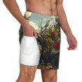 thumbnail image 3 of Goofa Floral Rhino With Birds Printed Men's Swim Trunks Board Shorts Quick Dry Mens Swimming Trunks with Compression Liner,Breathable Fit Hawaii Beach Shorts-X-Large, 3 of 9