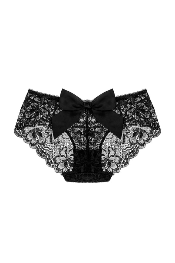 Womens Bikini Lace Panties Knicker Breathable Underwear with Cute Bow Knot