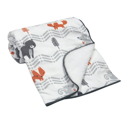 UPC: 0084122229341 | Bedtime Originals Acorn Blanket – Gray Animals Woodland Forest Outdoors