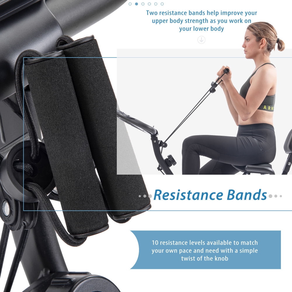 Folding Exercise Bike Upright Recumbent X Bike 16 Level Adjustable Resistance Foldable Stationary Bike with LCD Display Arm Bands for Home Gym Workout Multiple colors available