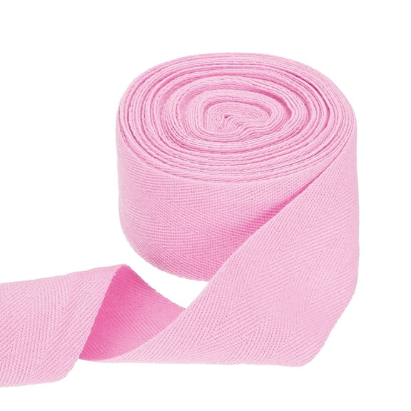 Uxcell Cotton Twill Tape Ribbon 2" 11 Yard Herringbone Webbing Tape, Light Pink