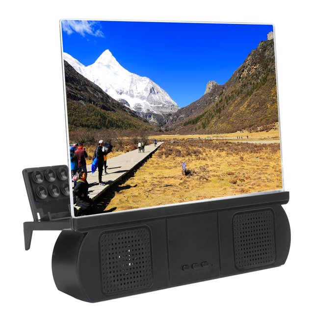 Screen Magnifier, 10in Screen Video Amplifier 3800mAh 18650 Battery Magnifying With Bluetooth Speaker Video Amplifier Phone Stand For Home Outdoor