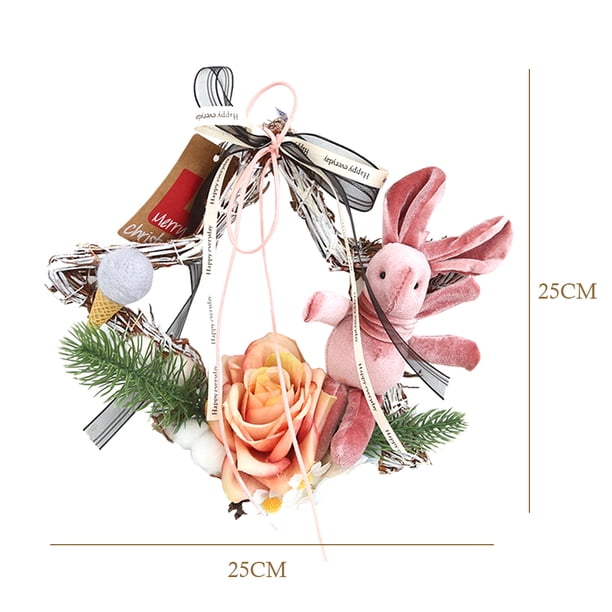 Guirnalda De Flores Artificiales, Adorno De Pared Colgante De Pascua, Trabajo Hecho A Mano, Corona De Puerta De Conejito De Ratán, Decoración Colgante, Accesorios De Fotografía sonducket HA023834-00
