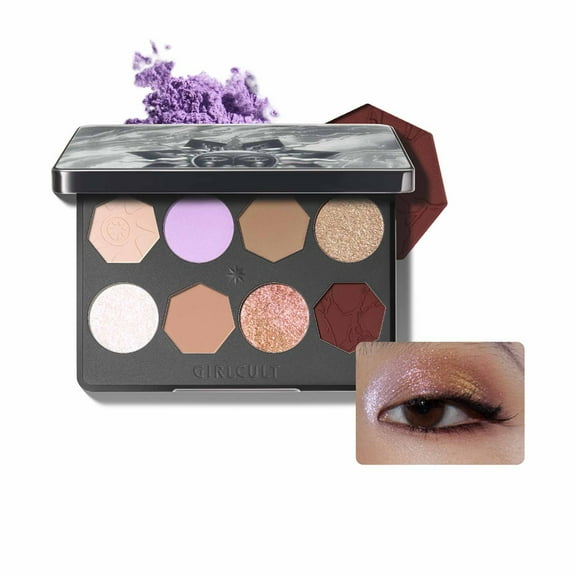 GIRLCULT Hallucination Eyeshadow Palette, 8 Color Eye Shadow Pan, Matte & Shimmer Makeup Palette for Smokey, Bold, or Natural Looks