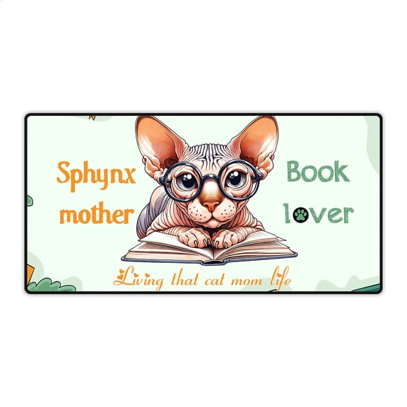 Sphynx Mother Book Lover Living That Cat Mom Life Happy Mother's Day Desk Mat Full Keyboard Mouse Pad Cat Lover Kitten Owner Gifts Idea Large Mousepad - 03004