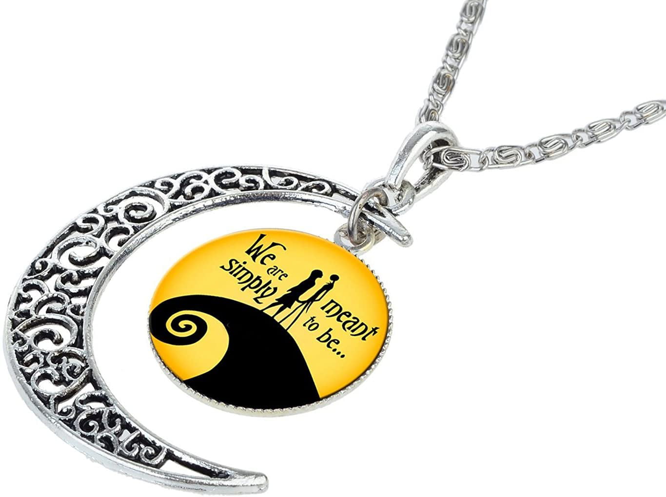 Details about   Nightmare Before Christmas Jack & Sally Crescent Moon Yellow Glass Pendant SALE 