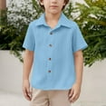 thumbnail image 3 of Mgmyaa Boys Button Down Shirts Kids Short Sleeve Collared Blouses Casual Tops with Pockets, 3 of 8