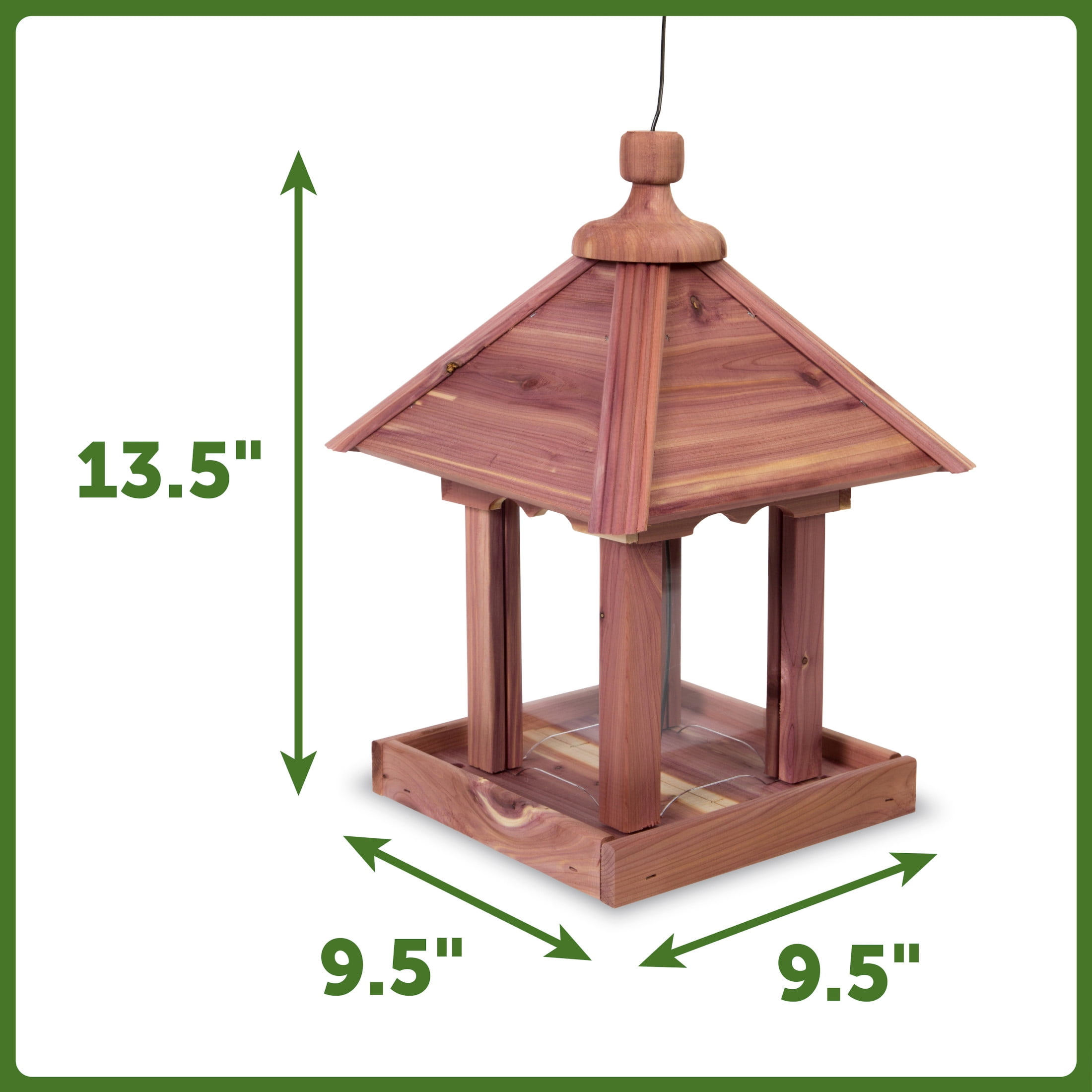 Pennington Red Cedar Jr. Pavilion Wild Bird Hopper Feeder, 2.5 lb. Capacity, 13.75 Inch Tall