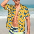 thumbnail image 4 of Uemuo Shark Print Printed Regular Fit Short Sleeve Casual Hawaiian Shirt for Men,Aloha shirt,Tropical shirt,Floral print shirt,Vacation Beach shirt-Small, 4 of 9