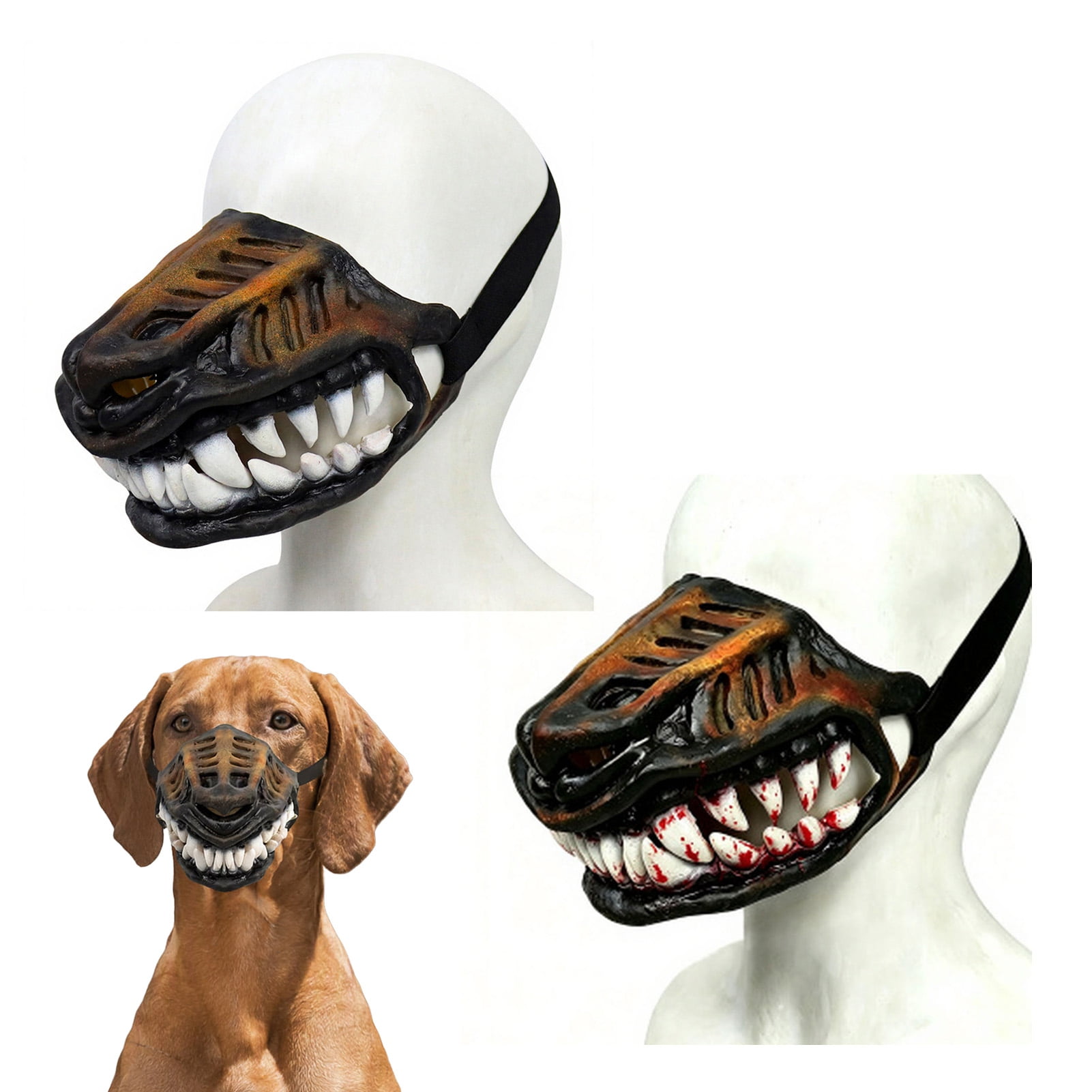 Callipe Hell Hound Muzzle for Dogs Scary Natural Latex Beast Costume Mask with Adjustable Straps Halloween Party Cosplay And Pet Photography Prop