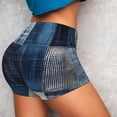 thumbnail image 4 of Fotbe Indigo Patchwork Quilt Shorts Sin Costuras – Shorts Deportivos de Cintura Alta para Mujer, Elásticos para Gimnasio, Yoga, Running o Ciclismo-Small, 4 of 8