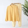 thumbnail image 2 of Tnhcen Women's Cotton 2 Piece Pajama Sets Long Sleeve Button Down Shirt Pants Sleepwear Pj Set M-XL, 2 of 3
