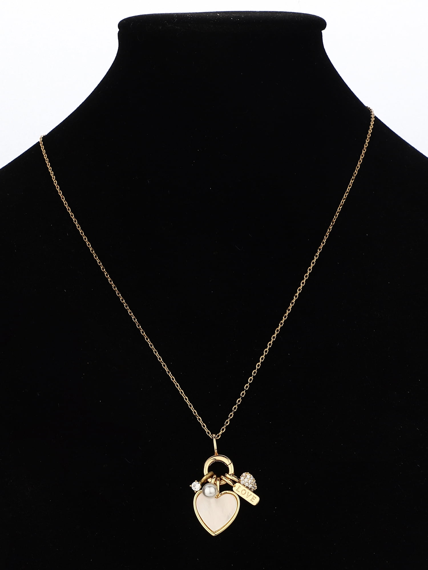Believe by Brilliance Women's Charm Necklace with Mother of Pearl in 14KT Gold Flash Plated Brass