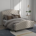 thumbnail image 3 of Tookss Queen Size Tufted Upholstered Platform Bed Frame with Headboard and Footboard, Velvet Platform Bed Raised Wing Back Headboard, 3 of 9