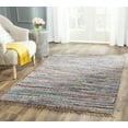 thumbnail image 2 of SAFAVIEH Rag Robynne Striped Cotton Area Rug, Rust/Multi, 3' x 3' Square, 2 of 11