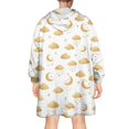 thumbnail image 2 of Wearable Oversized Blanket,White Golden Cloud Moon Pattern Wearable Blanket Hoodie for Adults,Cozy Hooded Blankets with Super Pockets,Super Warm Fuzzy Pullover for Women & Men, 2 of 6