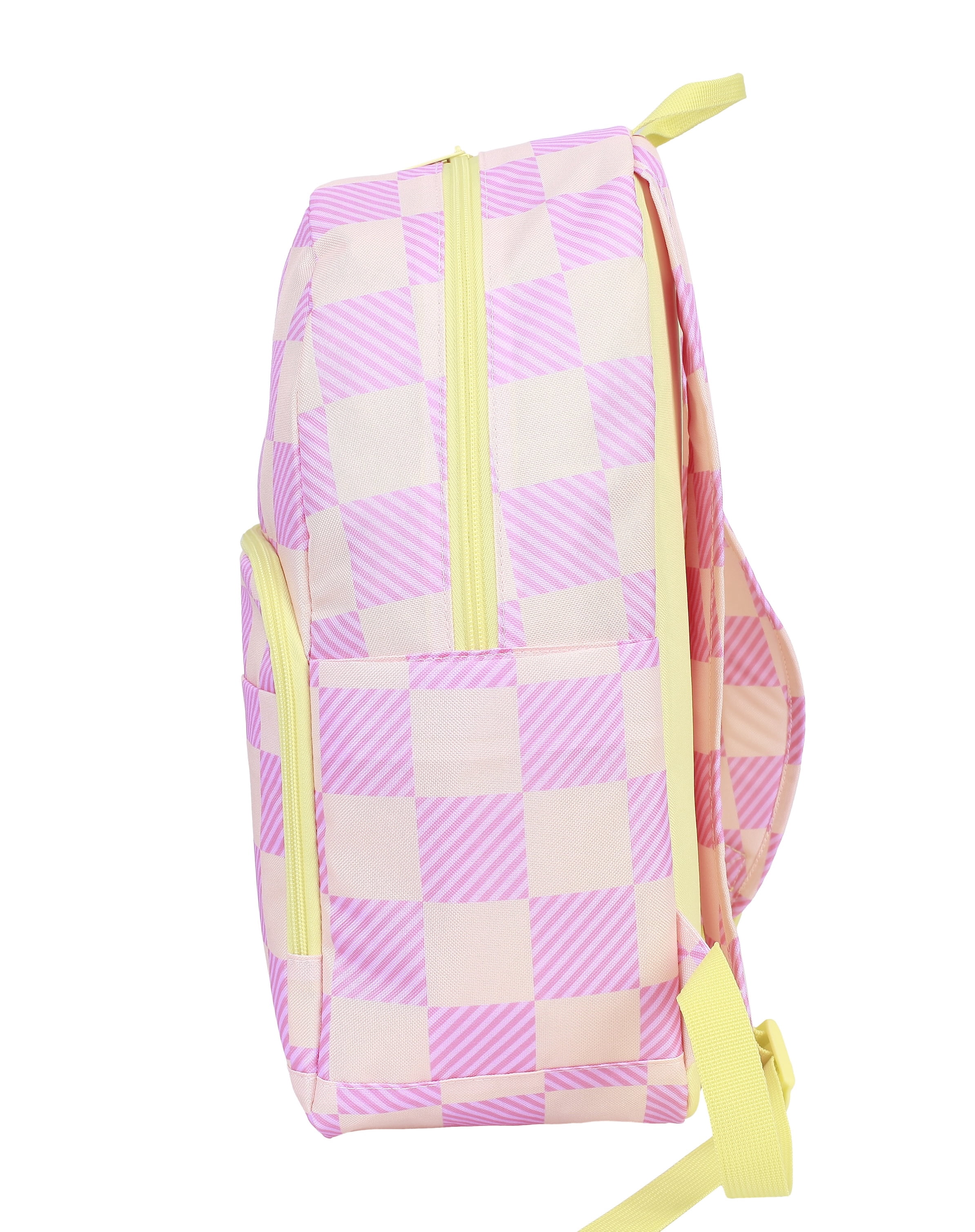 CRCKT 17-inch Kids Polyester Backpack - Peach Fuzz, Pink and Yellow Checker