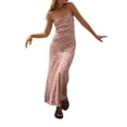 thumbnail image 3 of Coduop Women Floral Print Spaghetti Strap Backless Dress Long Bodycon Cocktail Dress, 3 of 7