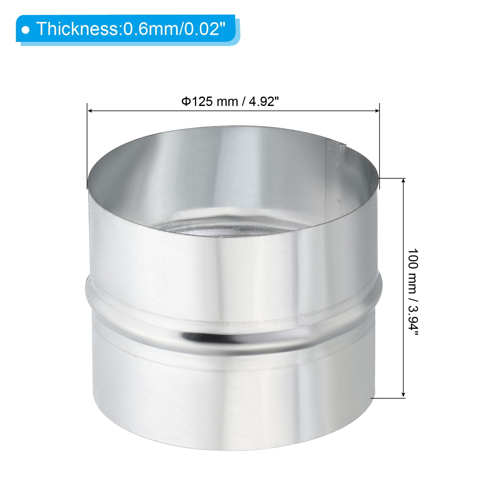 Uxcell 2Pcs 5" Galvanized Steel Duct Connector Duct Coupling Vent Coupler, 4" Long