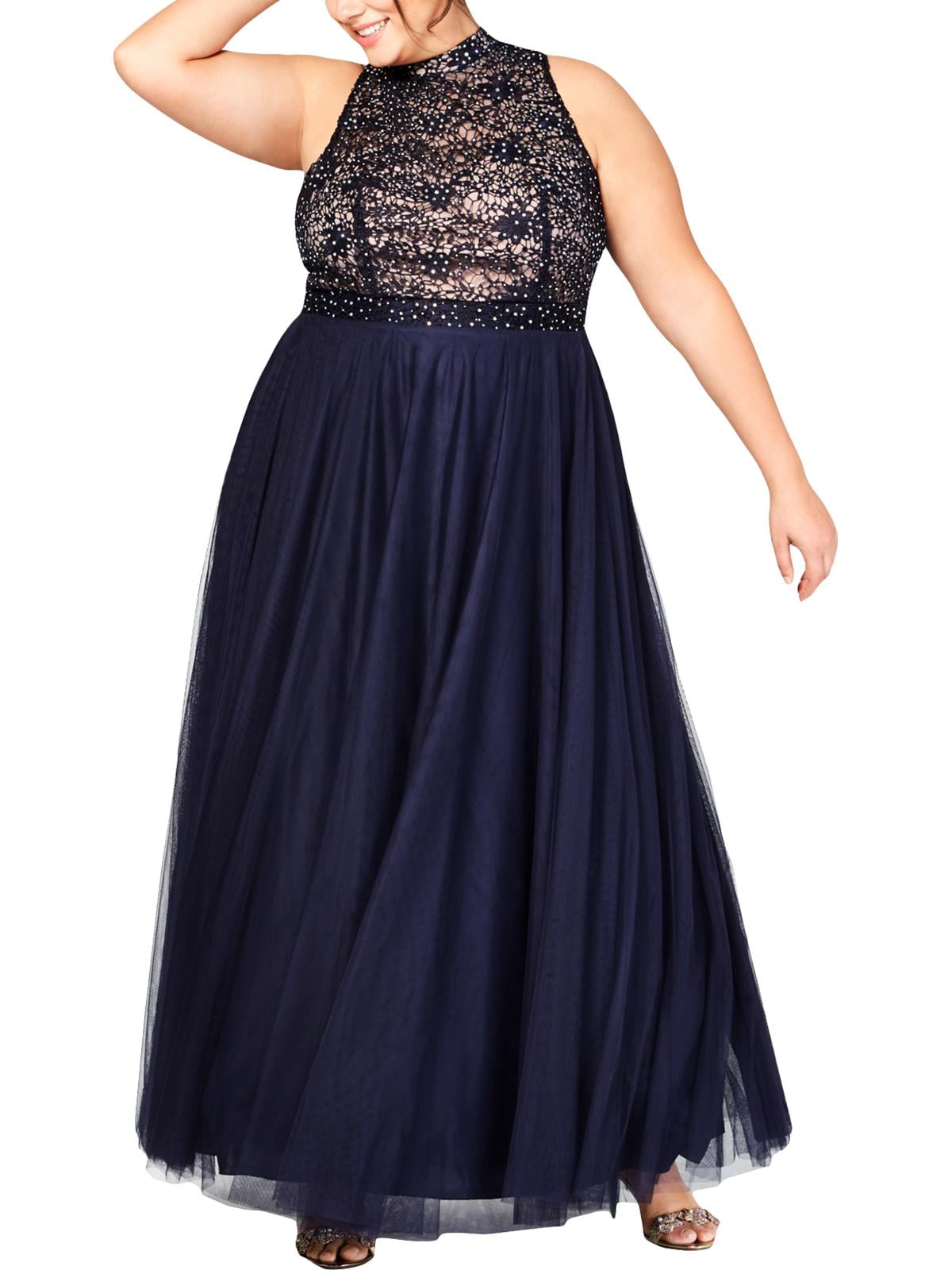 mock neck evening gown