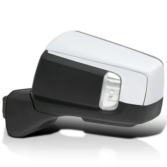 Spec-D Tuning Left Driver Side Chrome Power Heated Manual Adjust Side Mirror w/ Blind Spot Temp Sensor Compatible with 2019-2025 Chevy Silverado 1500