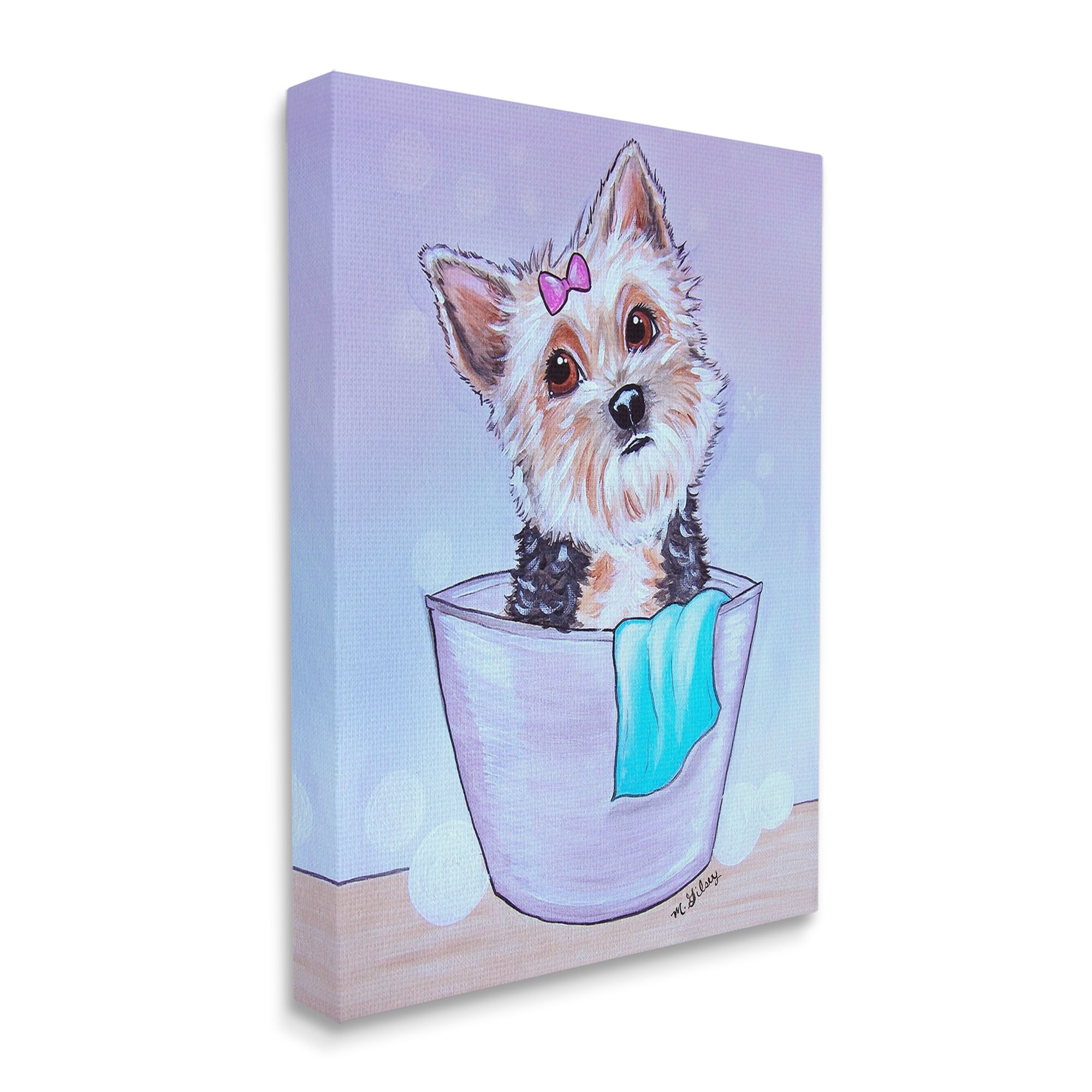 Stupell Industries Terrier with Soap Bubbles Animals & Insects Painting Gallery Wrapped Canvas Art Print Wall Art, 16 x 20