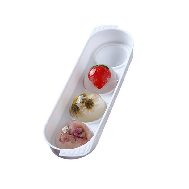 Bandeja redonda para cubitos de hielo de 4 cavidades, molde para hacer cubitos de hielo en forma de bola, fácil de sacar, molde para hornear pasteles de gelatina con tapa extraíble
