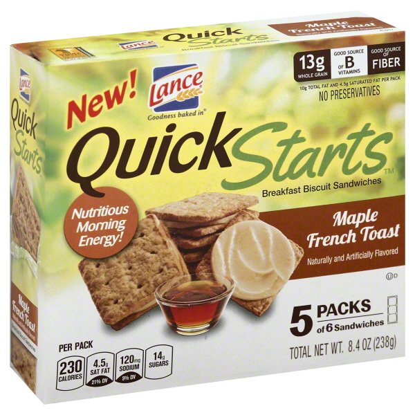 Lance Quick Starts Maple French Toast Breakfast Biscuit Sandwiches, 1.