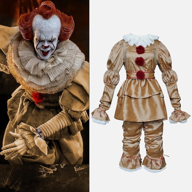 Disfraz de Pennywise para adultos y niños, conjunto de disfraz de payaso para fiesta de Halloween y hombres