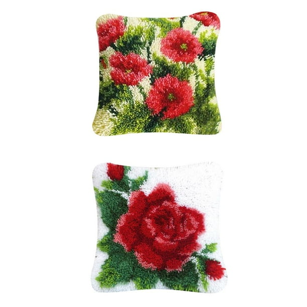 2 paquetes de kits de ganchos de pestillo para bricolaje, funda de almohada, funda de cojín para sofá, flores rojas con impreso de 16X16 pulgad Hugo Pillow Latch Kits de enganche