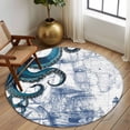 thumbnail image 2 of Round Rug 7Ft Washable Non-Slip, Nautical Blue Octopus Circle Area Rugs for Living Room Bedroom, Coastal Ocean Summer Boat Indoor Floor Mats Carpet Runner for Home Decor Aesthetic, 2 of 8