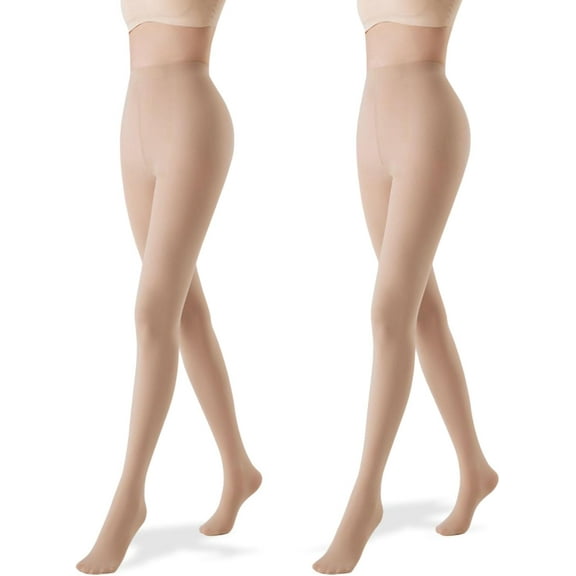2 Pcs 120 Denier Women's Tights, Soft Warm Semi Opaque Control Top Black Tights for Women, Women's Opaque Tights with Reinforced Toes (Nude)