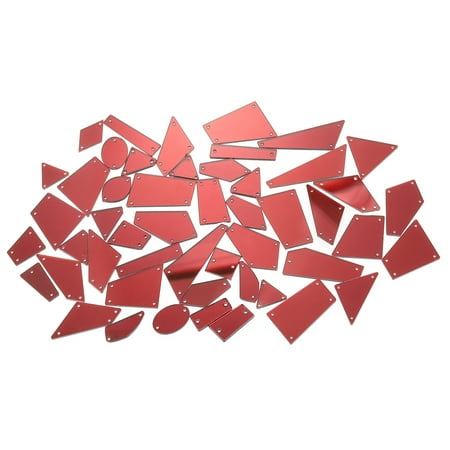 

50pcs Sew on Acrylic Irregular Mirror Piece Kit DIY Mirrored Rhinestones Mirror Beads for Evening Dresses Cloth Dark Red