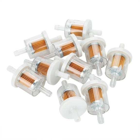 10-Pack 1/4 Inch Plastic Inline Small Engine Fuel Gas Filters for Lawnmowers and Motorcycles
