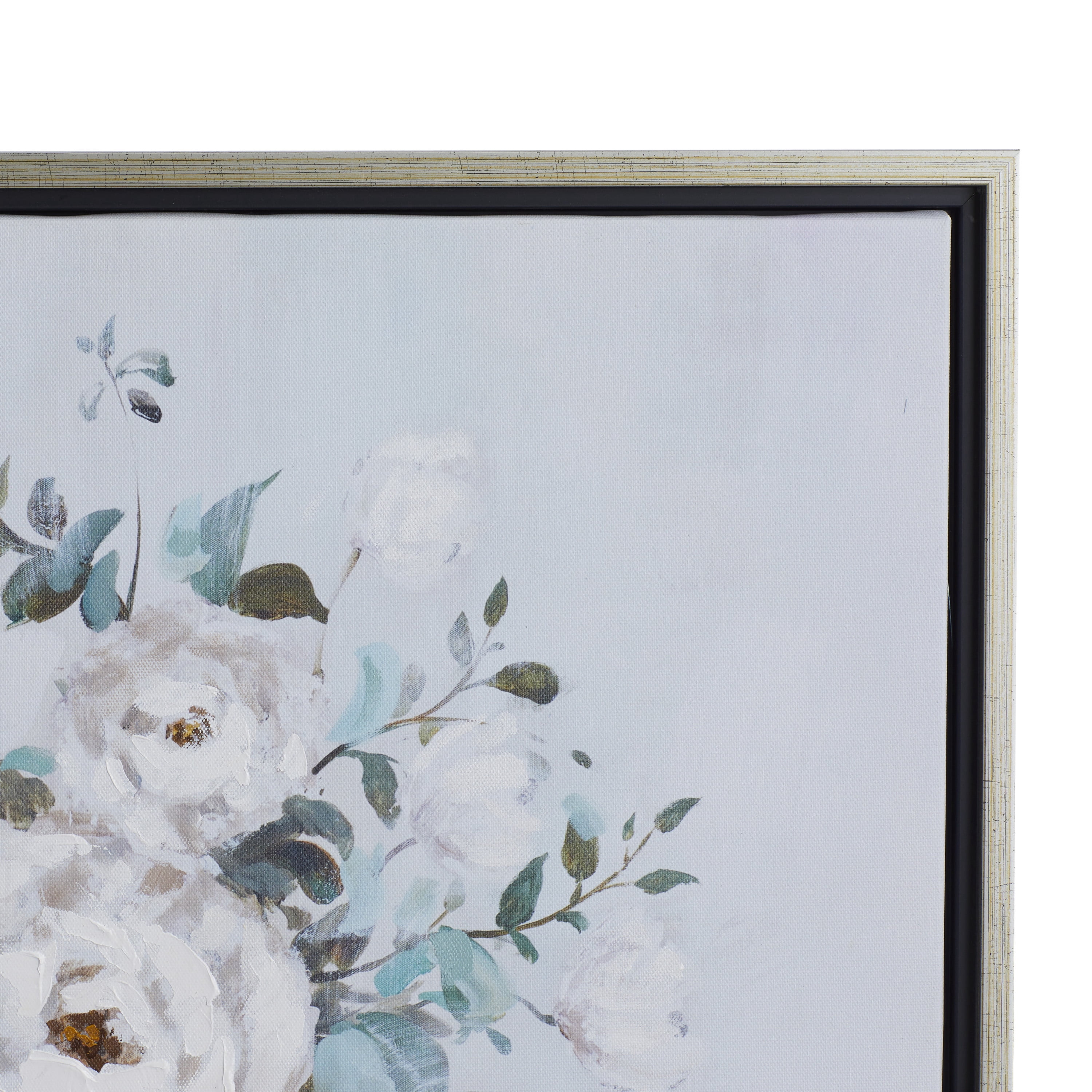 24" x 24" Bouquet Floral Framed Wall Art with Silver Frame, by DecMode