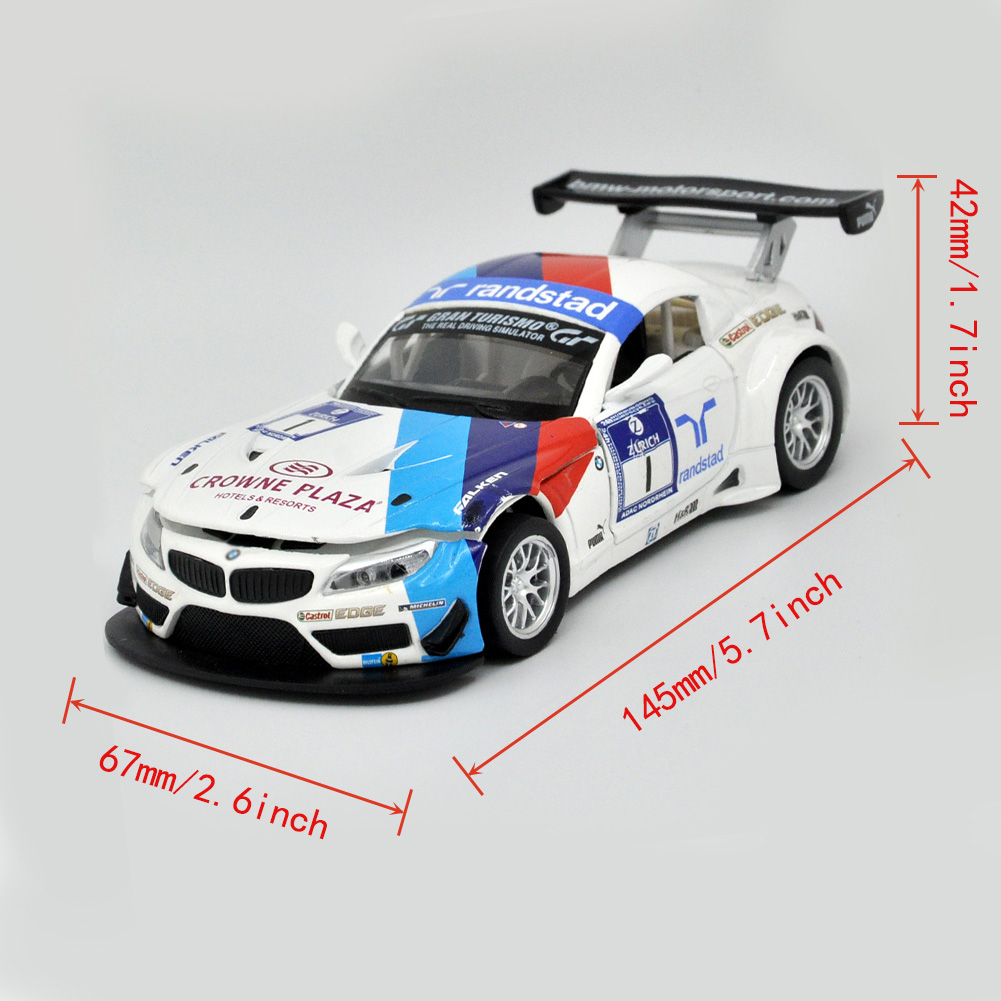 1: 32 Suitable for BMW Z4 GT3 Alloy Simulation Car Die Casting Model Dynamic Sound and Light Toy Series Collectibles Boy's Birthday Gift