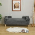 thumbnail image 4 of Comfortable Corduroy Storage Bench with Armrests and Two Bolster Pillows for Living Room or Bedroom, 65 ", 4 of 9