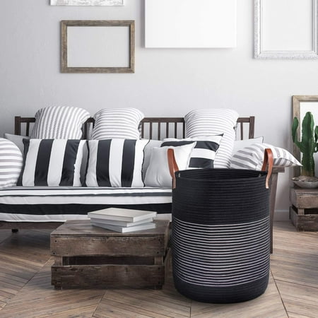 Large Rope Storage Baskets Woven For Blankets Living Room Decorative Floor Round Basket Laundry Toy Use Pillow Towel Or Nursery 15x18 Canada Large Rope Storage Baskets Woven, Large Toy Storage For Living Room