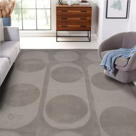 Teppich Homes Geometric Luxury Under Your feet Contemporary Tufted Grey Geometric Area Rug, 11' x 12', Quick Dry, 1 Count