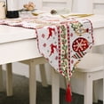 thumbnail image 2 of Yuarrent Caminos de de Navidad Tela bordada Cómodos manteles individuales resistentes al desgarro Escritorio Impreso Mantel Diseño Adornos de Kits de decoración para fiestas Árbol blanco rojo Yuarrent HA068983-07, 2 of 6