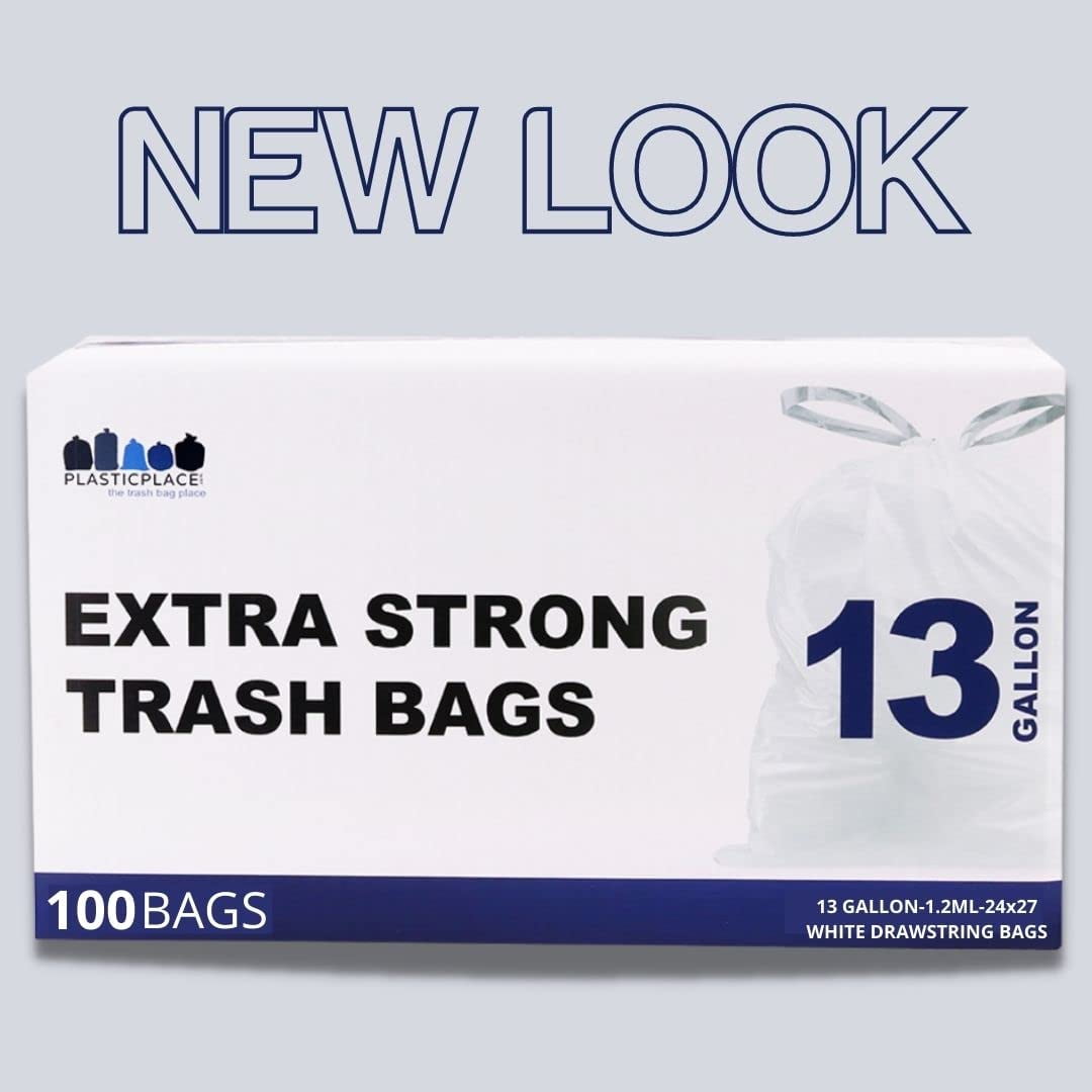 Doryh 2.5 Gallon White Drawstring Trash Bags, 2 Rolls/120 Counts