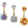 thumbnail image 1 of YHMM 14G Surgical Steel Gold Belly Button Rings Navel Barbell Stud Body Piercing, 1 of 1