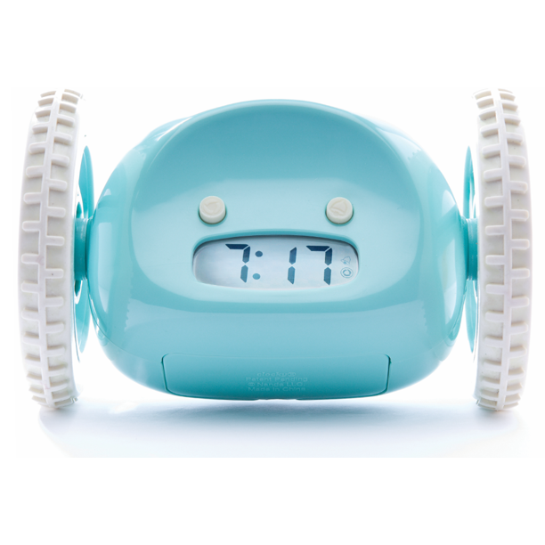 Clocky Alarm Clock on Wheels (Blue) For Heavy Sleeper Loud, Jumps
