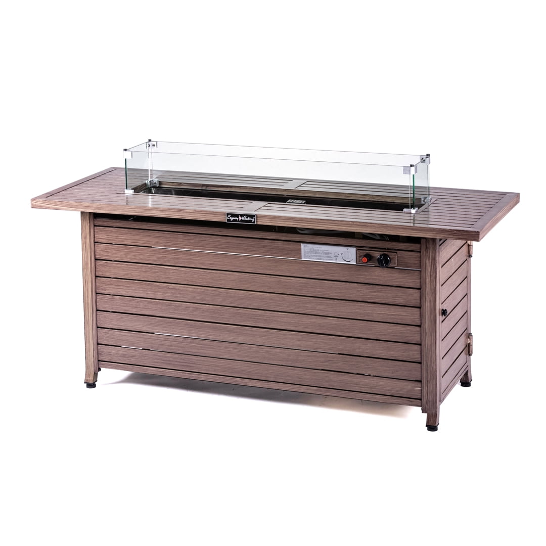 Legacy Heating Rectangular Fire Table with Glass Wind Guard, with Cover
