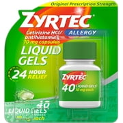 Zyrtec 24 Hour Allergy Relief Liquid Gels, Antihistamine Capsules with Cetirizine Hydrochloride Allergy Medicine for All-Day Relief from Runny Nose, Sneezing, Itchy Eyes & More, 40 ct