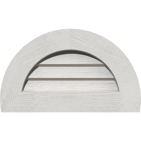 

12 W x 6 H Half Round Gable Vent (17 W x 11 H Frame Size): Primed Non-Functional Rough Sawn Western Red Cedar Gable Vent w/ Decorative Face Frame