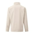 thumbnail image 3 of Waffle Sweatshirts Mens Stand Collar 1/4 Zip Pullover Long Sleeve Fall Winter Top, Khaki 2XL, 3 of 4