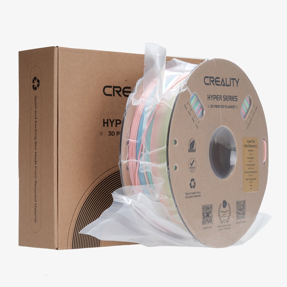Creality Hyper Rainbow PLA 3D Printing Filament Smooth Vibrant Gradients 300mm/s Printing Speed 2.2lb-Wild Blossom(Short)