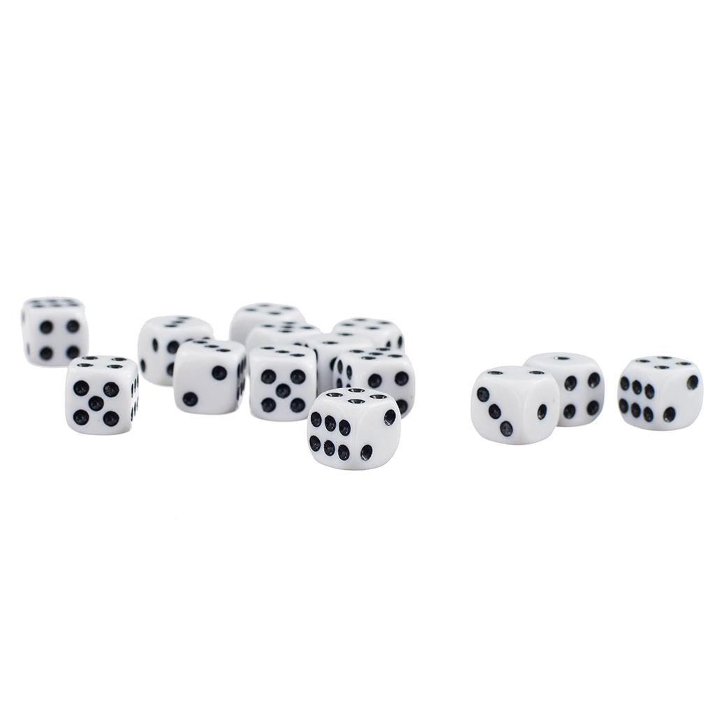 50pcs Opaque Six Sided Spotted Dice Games D6 D&D RPG Games Props White 12mm 