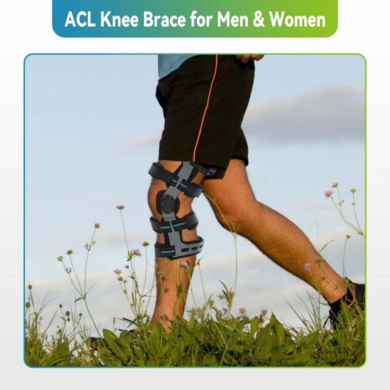 Orthomen ACL Knee Brace for Arthritis (OA) & Preventive Protection & Relief, Ligament Injuries, Sports Injuries-Men & Women (XL-Left)